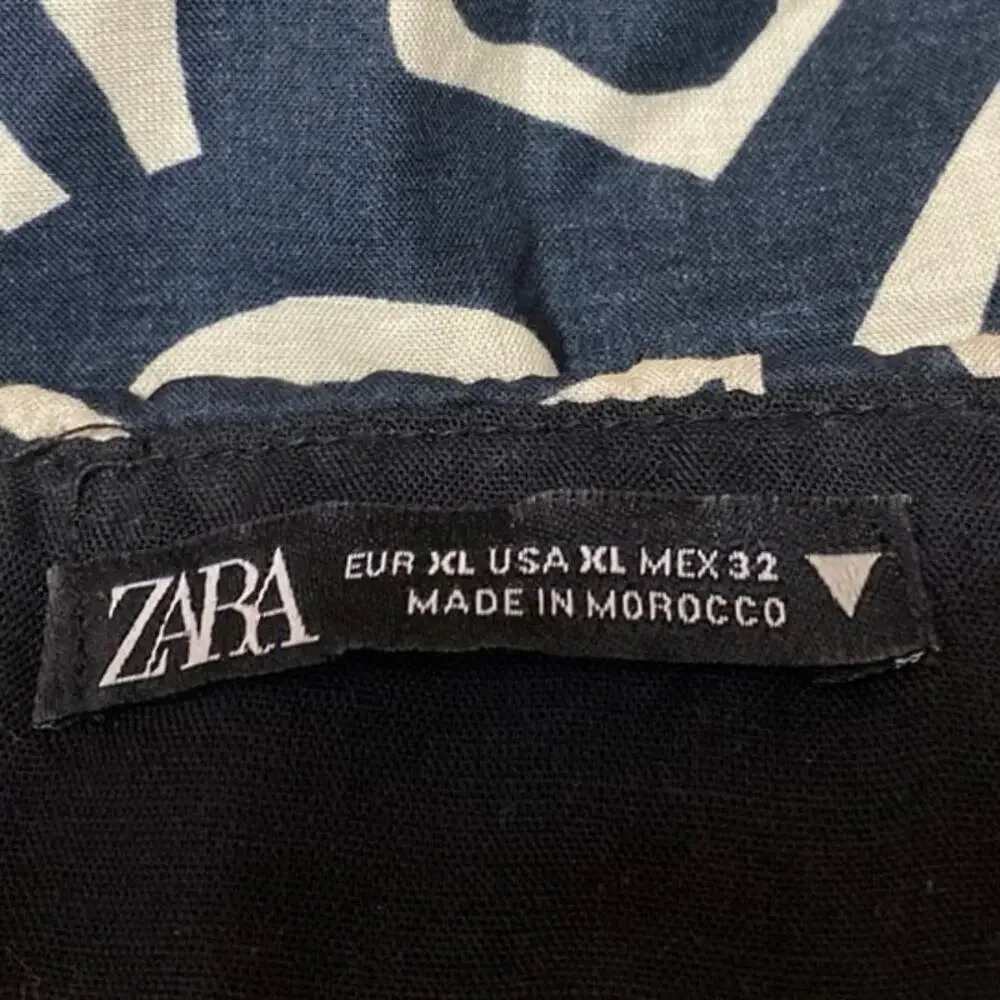 Zara Women's Black Pattern Strapless Sleeveless Bandeau Bustier Tube Tank Top XL